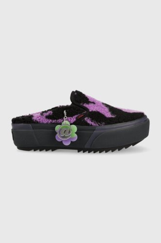 Vans papuci classic slip-on mule stacked vans x ireneisgood femei, culoarea violet, cu platforma, vn0a4bvzbmb1