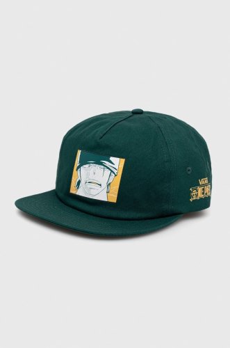 Vans șapcă de baseball din bumbac x one piece culoarea verde, cu imprimeu