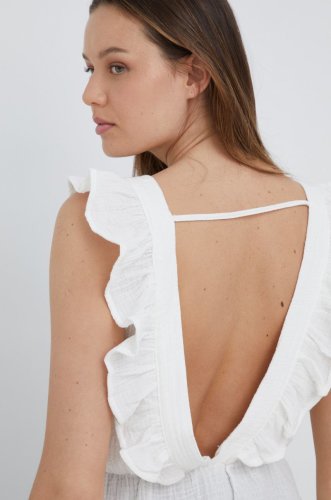 Vero moda bluza din bumbac femei, culoarea alb, neted