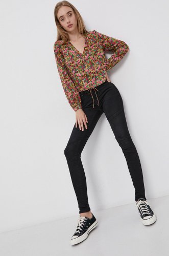 Vero moda bluză femei, culoarea negru, in modele florale