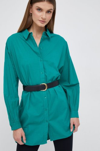 Vero moda camasa din bumbac femei, culoarea verde, cu guler clasic, relaxed