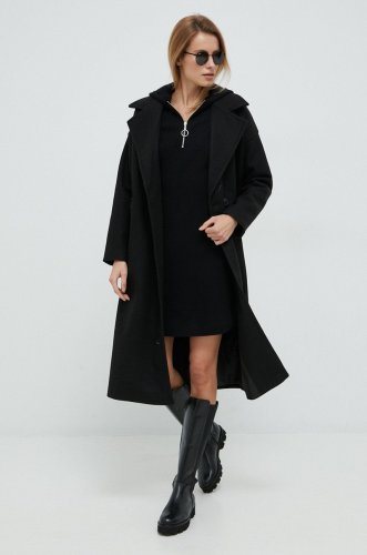 Vero moda palton femei, culoarea negru, de tranzitie, oversize