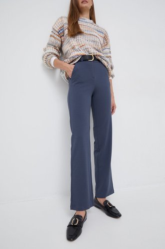Vero moda pantaloni femei, culoarea albastru marin, drept, high waist
