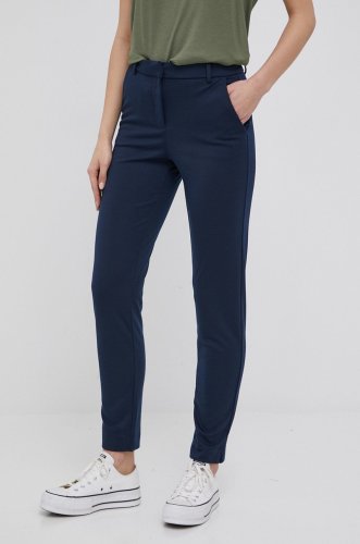 Vero moda pantaloni femei, culoarea albastru marin, mulata, medium waist