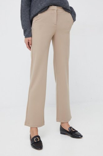Vero moda pantaloni femei, culoarea bej, drept, medium waist