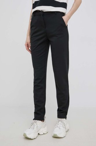 Vero moda pantaloni femei, culoarea negru, mulata, medium waist