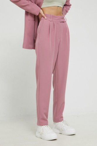 Vero moda pantaloni femei, culoarea roz, drept, high waist