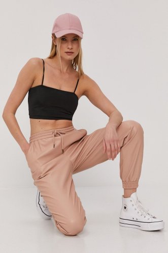 Vero moda pantaloni femei, culoarea roz, jogger, high waist