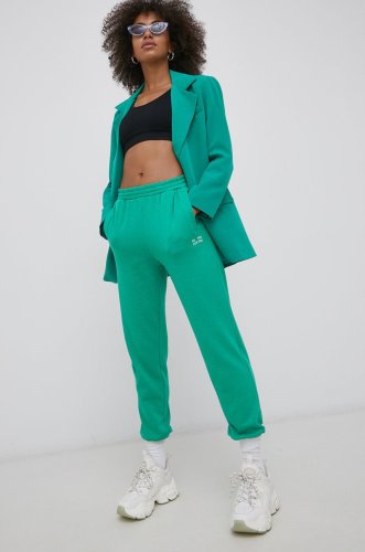 Vero moda pantaloni femei, culoarea verde, melanj