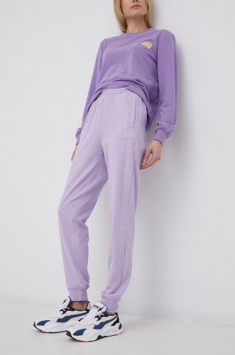 Vero moda pantaloni femei, culoarea violet, cu imprimeu