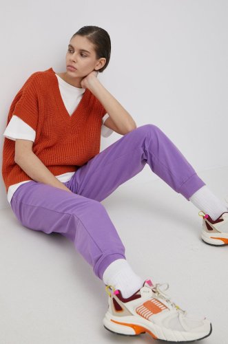 Vero moda pantaloni femei, culoarea violet, neted
