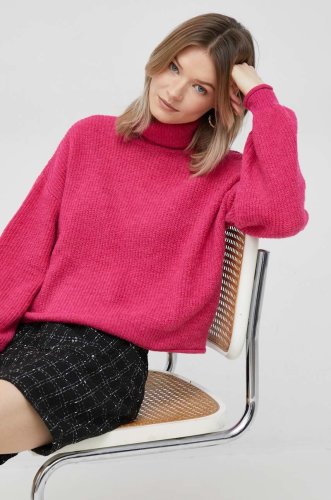 Vero moda pulover din amestec de lana femei, culoarea roz, light, cu guler