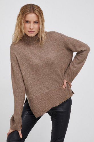 Vero moda pulover femei, culoarea maro, light, cu guler