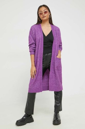 Vila cardigan din amestec de lana femei, culoarea violet, light