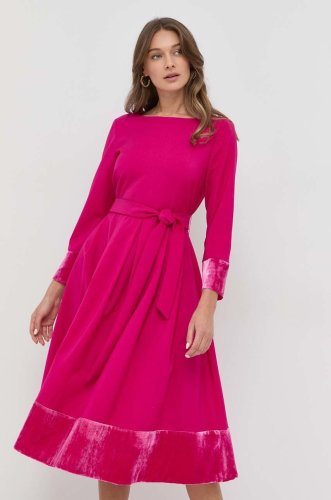 Weekend max mara rochie din lana culoarea roz, mini, evazati