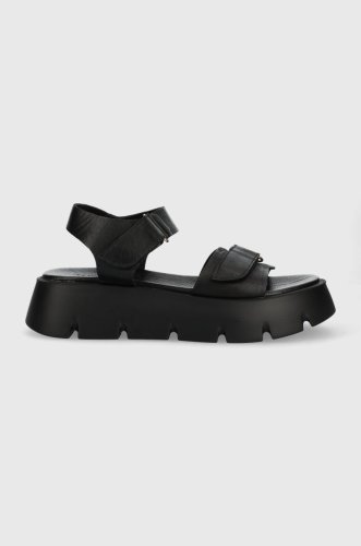 Wojas sandale de piele femei, culoarea negru, cu platforma, 7610551