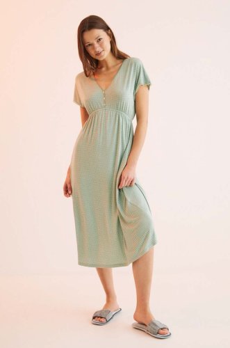 Women'secret camasa de pijama spring soft touch femei, culoarea verde, 3235092