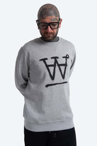 Wood wood hanorac de bumbac tye sweatshirt barbati, culoarea gri, cu imprimeu 10135606.2424-greymel