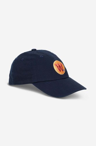 Wood wood șapcă de baseball din bumbac eli badge culoarea albastru marin, cu imprimeu 10280800.7083-offwhite