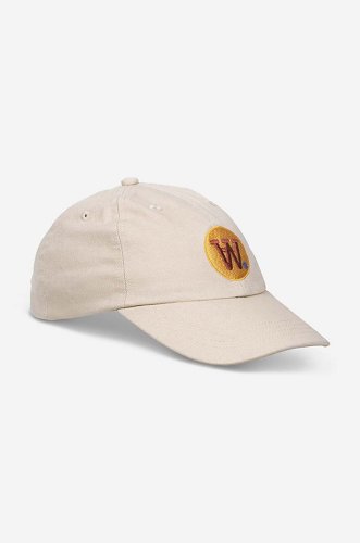Wood wood șapcă de baseball din bumbac eli badge culoarea bej, cu imprimeu 10280800.7083-offwhite