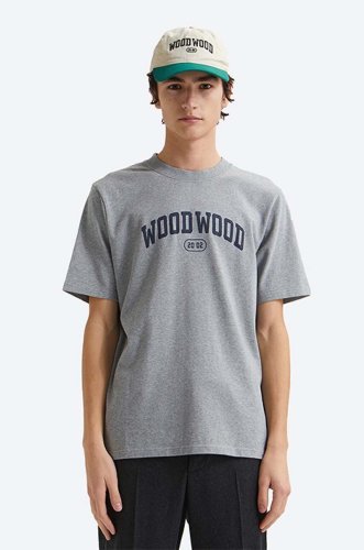 Wood wood tricou din bumbac bobby ivy t-shirt culoarea gri, cu imprimeu 12135703.2489-greymel