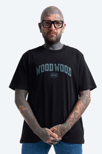Wood wood tricou din bumbac bobby ivy t-shirt culoarea negru, cu imprimeu 12135703.2489-greymel