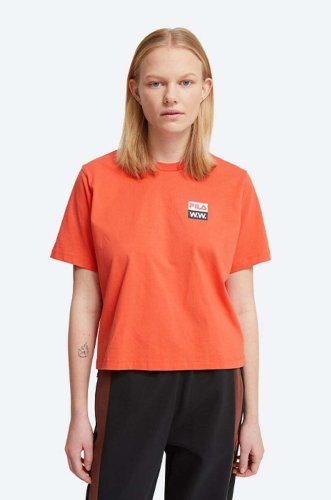 Wood wood tricou din bumbac steffi t-shirt x fila culoarea portocaliu 688376.b026-orange