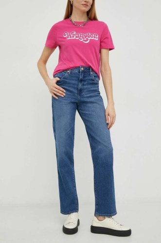 Wrangler jeansi mom straight femei high waist, damskie high waist