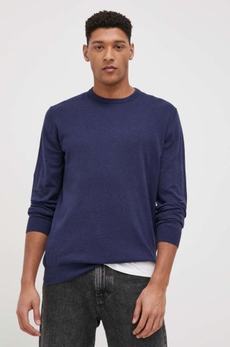 Wrangler pulover de bumbac barbati, culoarea albastru marin, light