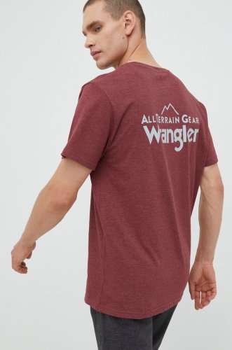 Wrangler tricou atg barbati, culoarea bordo, neted