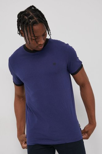 Wrangler tricou din bumbac culoarea albastru marin, material neted