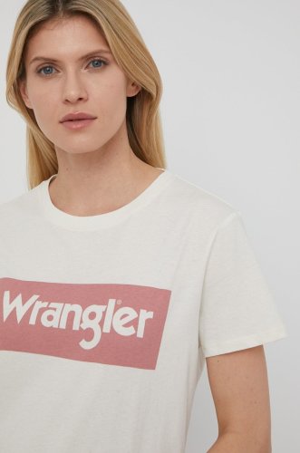 Wrangler tricou din bumbac culoarea bej
