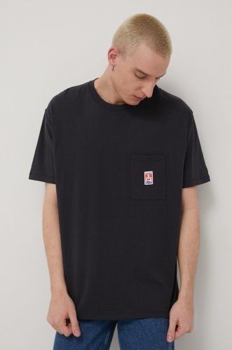 Wrangler tricou din bumbac culoarea negru, neted