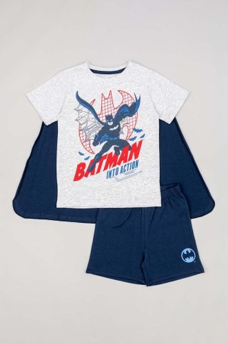 Zippy pijamale de bumbac pentru copii x batman culoarea albastru marin, cu imprimeu