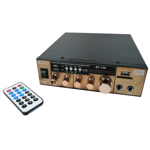 Amplificator bluetooth digital, tip statie, 2x80 w, intrari usb-sd, doua intrari microfon