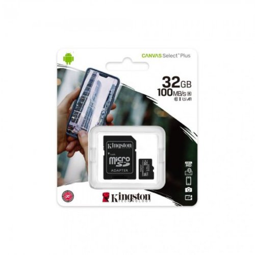 Card de memorie kingston canvas select plus microsdhc 32gb, class 10 + adaptor + ambalaj retail