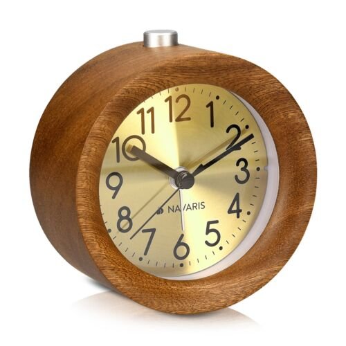 Ceas cu alarma analogic din lemn snooze retro, 45470.18