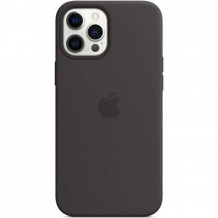 Husa de protectie apple silicone case cu magsafe pentru iphone 12 pro max, black, blister