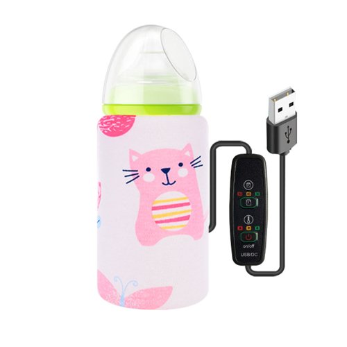 Incalzitor portabil pentru biberoane a (imprimeu pisica-roz)