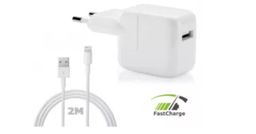 Incarcator apple adaptor priza ipad / iphone + cablu apple lightning 2 metri - bulk