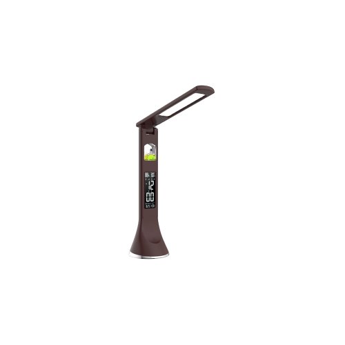 Lampa de birou bigshot s185a, 7w, acumulator incorporat 1200ma, ceas, data si termometru, lumina calda sau rece, maro