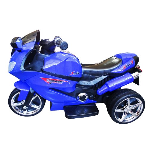 Motocicleta cu 3 roti pentru copii cu acumulator, lumini si sunete, salamandra kids®, albastra