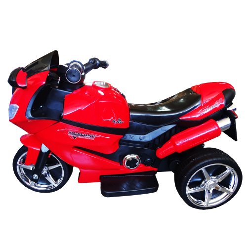 Motocicleta cu 3 roti pentru copii cu acumulator, lumini si sunete, salamandra kids®, rosie