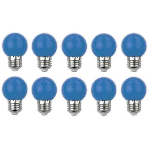 Set 10 bec led g45 pentru decor, led, 3 w, e27 albastru