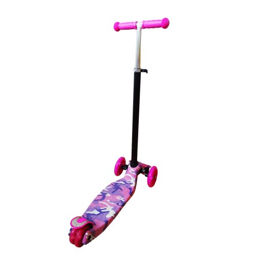 Trotineta „scooter” pentru copii cu roti luminoase, roz