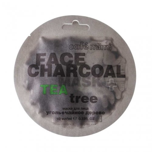 Masca de fata lichida cafe mimi super food bamboo charcoal tea tree, cu extracte naturale de tea tree si carbune din bambus 10ml