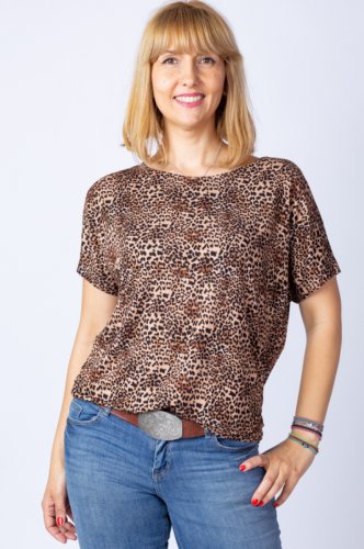 Tricou din vascoza cu imprimeu animal print - leopard