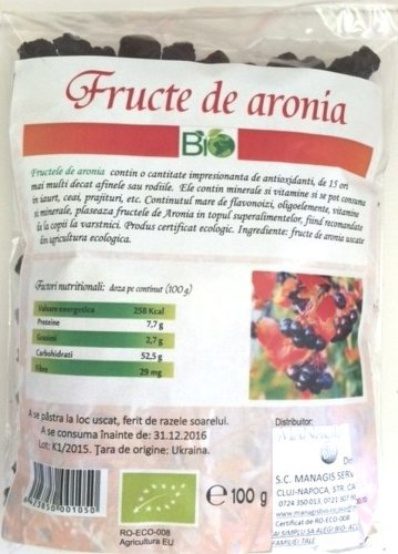 Aronia fructe uscate 100g - deco italia