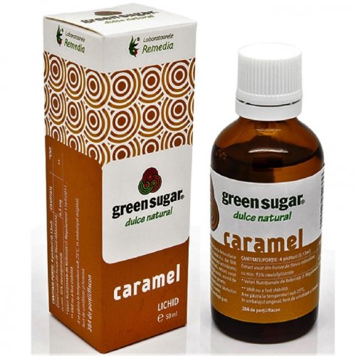 Eritritol stevie indulcitor lichid caramel 50ml - green sugar