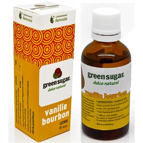 Eritritol stevie indulcitor lichid vanilie bourbon 50ml - green sugar